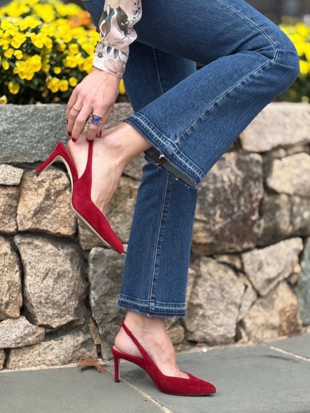 Inez Mia Slingback Heel in Deep Red Suede in size 8.5 W